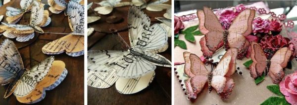Примеры многослойных бабочек из бумаги