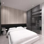 Спальня в стиле минимализм - все лишнее спрятано в системы хранения
