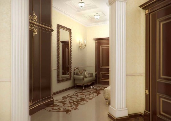 Полы в классическом дизайне квартиры тоже классические - художественный паркет или мрамор, как вариант - заливные полы